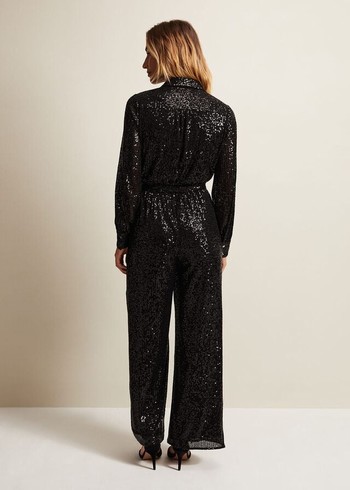 Phase Eight Alessandra Sequin Dress Black Australia | WY4973820